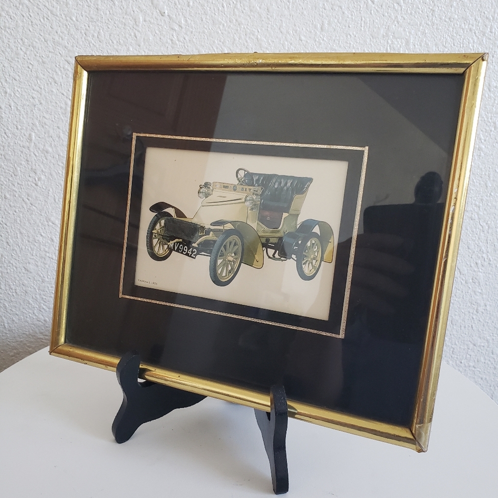 Vintage Raritet Antique Car Vauxhall 1905 Framed Print Under Glass.